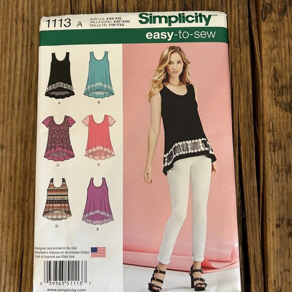 Simplicity Tanks & Tees Sewing Pattern 1113 NEW size XXS-XXL - Picture 1 of 2